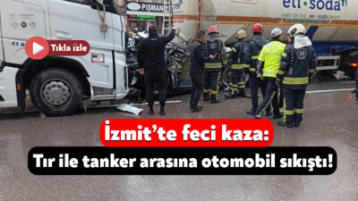 Kocaeli'nin İzmit ilçesinde kamyonet, otomobil ve iki tırın karıştığı zincirleme