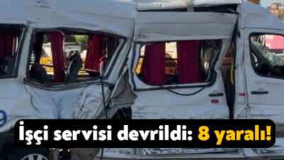 Kocaeli’nin Çayırova ilçesinde tır ile çarpışan işçi servisi devrilirken, kazada