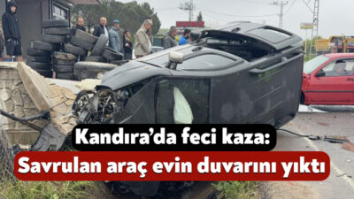 Kocaeli'nin Kandıra ilçesinde iki aracın çarpışması neticesinde savrulan hafif ticari