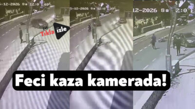Kocaeli'nin Kartepe ilçesinde otomobille çarpışan motosiklet sürücüsü yaralanırken, kaza anı