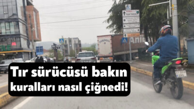 Kartepe’de yasak olmasına rağmen bir tırın caddeye girmesine vatandaşlar tepki