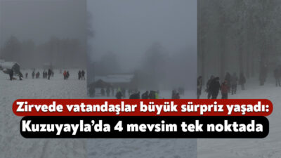 Kocaeli’nin gözde turizm destinasyonlarından Kuzuyayla, baharın ortasında gelen kar yağışıyla
