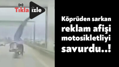 Kocaeli'de köprüden sarkan reklam afişinin motosikletliye çarpmasıyla meydana gelen kazada