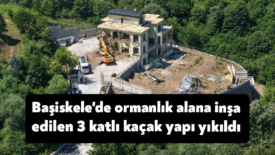 Kocaeli'nin Başiskele ilçesinde yoğun orman dokusu içerisine ruhsatsız olarak inşa