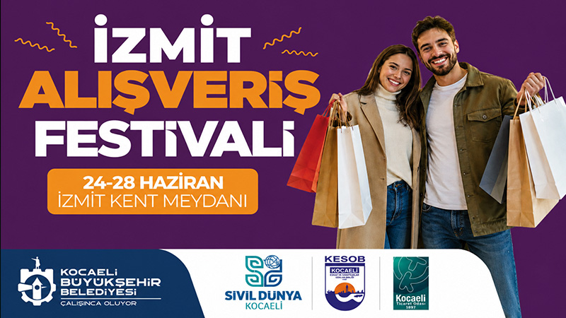Kent esnafı vatandaşlarla buluşacak Kocaeli Büyükşehir Belediyesi öncülüğünde düzenlenen İzmit Alışveriş Festivali, 24-28 Haziran