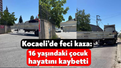 Kocaeli'nin Gebze ilçesinde tırın dorsesi ile bahçe duvarı arasında kalan