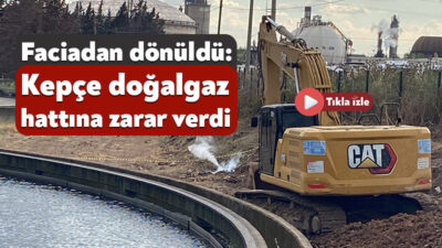 Kocaeli'nin Körfez ilçesinde su arıtma tesisinde çalışma yapan bir kepçe