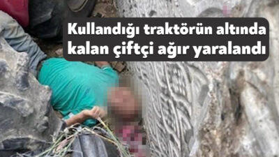Kocaeli'de kontrolden çıkıp duvara çarpan traktörden savrulan sürücü, aracının altında