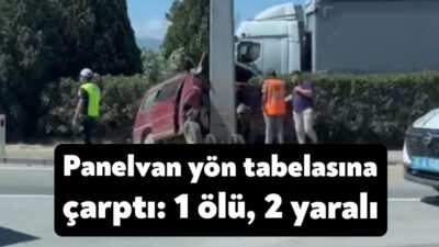 Kocaeli'nin Kartepe ilçesinde panelvanın yön tabelasına çarptığı kazada 1 kişi