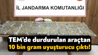 Kocaeli’de jandarma ekipleri, TEM Otoyolu Dilovası gişelerinde bir aracı durdu.