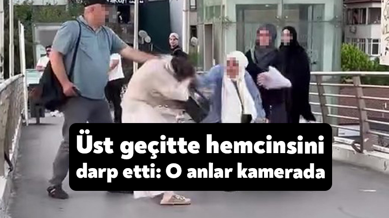 Kocaeli'nin İzmit ilçesinde bir kadının üst geçitte hemcinsini darbedip saçından