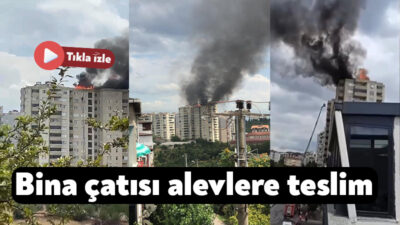 Kocaeli'nin Gebze ilçesinde bir binanın çatısında çıkan yangın, itfaiye ekiplerinin