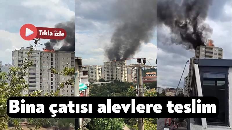 Gebze’de bina çatısı alevlere teslim Kocaeli'nin Gebze ilçesinde bir binanın çatısında çıkan yangın, itfaiye ekiplerinin