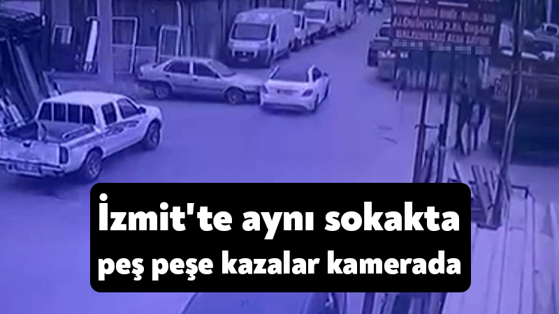 İzmit’te aynı sokakta peş peşe kazalar kamerada Kocaeli'nin İzmit ilçesi Sanayi Mahallesi'ndeki sokakta peş peşe yaşanan trafik