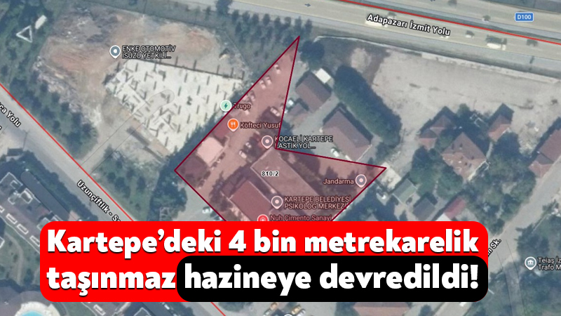 Kartepe’deki 4 bin metrekarelik taşınmaz hazineye devredildi! Kocaeli Büyükşehir Belediyesi’nin meclis toplantısı bugün düzenlendi. Toplantıda Kartepe’nin Emekevler