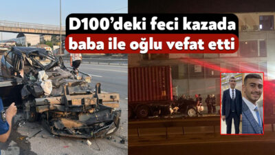 Kocaeli'de D100 Karayolu'nda tıra arkadan çarpan otomobil hurdaya döndü. Feci