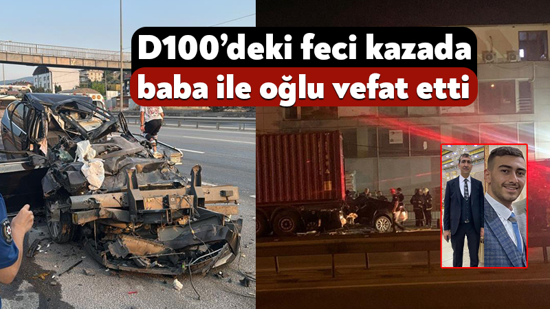 Kocaeli'de D100 Karayolu'nda tıra arkadan çarpan otomobil hurdaya döndü. Feci