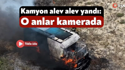 Kocaeli'nin Dilovası ilçesinde park halindeki kamyonda çıkan yangın, itfaiye ekiplerinin
