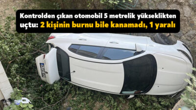 Kocaeli’de sürücüsünün direksiyon hakimiyetini kaybettiği otomobil, yaklaşık 5 metre yükseklikten