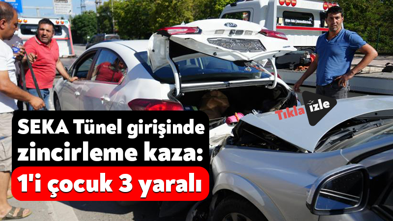 Kocaeli D100 Karayolu'nda trafiğin yavaşlaması neticesinde 3 aracın karıştığı trafik