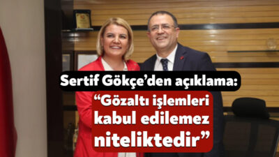 Sertif Gökçe’den açıklama: Gözaltı işlemleri kabul edilemez niteliktedir Derince Belediye Başkanı Sertif Gökçe, İzmit Belediye Başkanı Fatma Kaplan