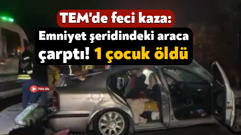 TEM’de feci kaza: Emniyet şeridindeki araca çarptı! 1 çocuk öldü TEM Otoyolu'nun Kocaeli geçişinde arızalandığı için emniyet şeridine park edilen