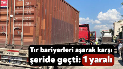 Kocaeli'nin Körfez ilçesinde kontrolden çıkan tır, bariyerleri aşarak karşı şeritte