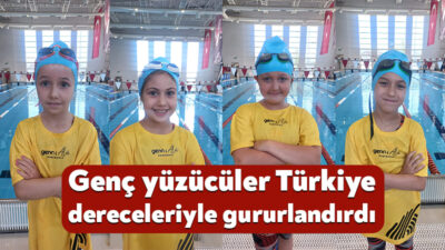 Başiskele Belediyesi Genc-i Âlâ bünyesinde yüzme eğitimi alan genç sporcular,