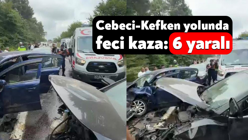 Cebeci-Kefken yolunda feci kaza: 6 yaralı Kocaeli'nin Kandıra ilçesinde iki aracın çarpıştığı trafik kazasında 6 kişi