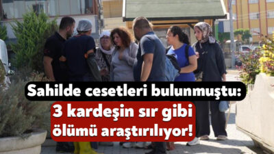 Kocaeli'nin Darıca ilçesinde sahilde cansız bedenleri bulunan 3 kardeşin cenazeleri,