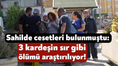 Kocaeli'nin Darıca ilçesinde sahilde cansız bedenleri bulunan 3 kardeşin cenazeleri,