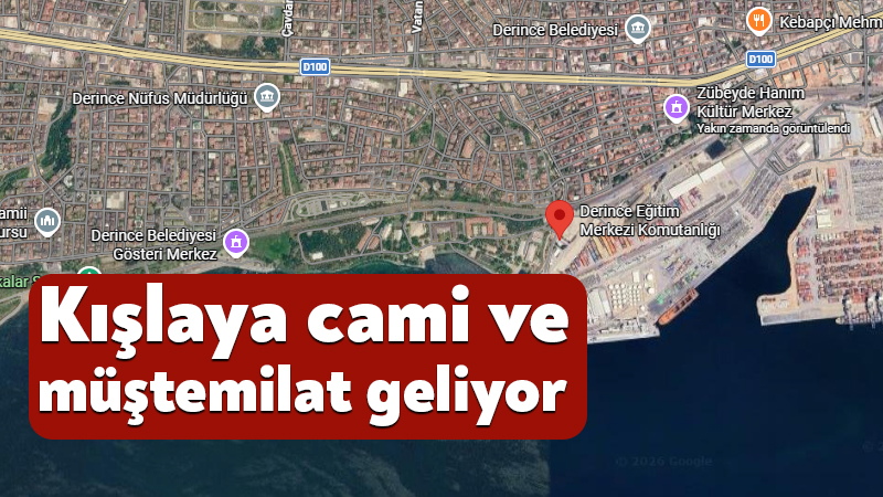 Derince Eğitim Merkez Komutanlığı Kışlası’na cami ve müştemilat geliyor Kocaeli Büyükşehir Belediyesi, Derince Eğitim Merkez Komutanlığı Kışlası içerisine cami