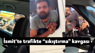 Kocaeli'nin İzmit ilçesinde seyir halindeki iki araç sürücüsü arasında sıkıştırma