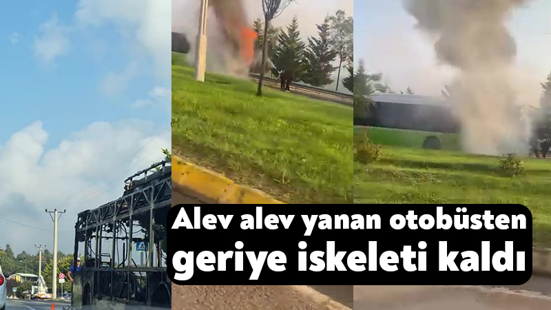 Kocaeli'nin İzmit ilçesinde seyir halindeki belediye otobüsü alevlere teslim oldu.