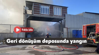Kocaeli'nin Gebze ilçesinde geri dönüşüm deposunda çıkan yangın kontrol altına