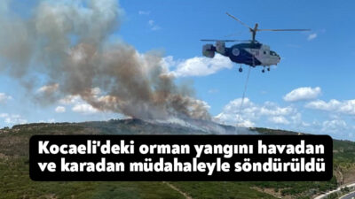 Kocaeli'nin Gebze ilçesinde ormanlık alanda çıkan yangın havadan ve karadan