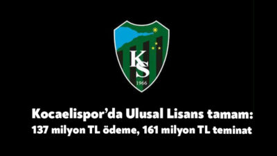 Kocaelispor, Ulusal Lisans sürecinde önemli bir mali engeli daha aştı.
