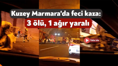 Kuzey Marmara Otoyolu'nda kontrolden çıkarak tünel duvarına çarpan hafif ticari