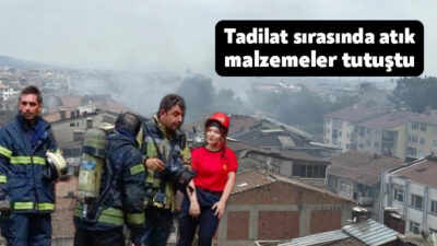Kocaeli'nin İzmit ilçesinde iş yerinde tadilat çalışması sırasında atık malzemelerin