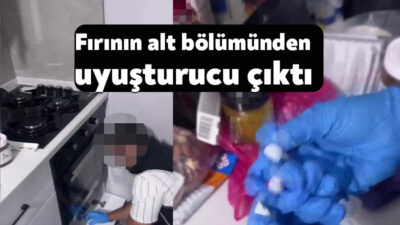 Kocaeli’de düzenlenen uyuşturucu operasyonunda bir fırının alt bölmesinde uyuşturucu madde
