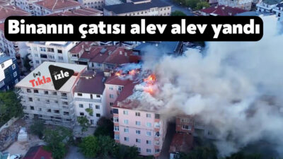 Kocaeli’nin Darıca ilçesinde bir binanın çatısında çıkan yangında alevler kısa