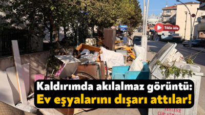 Kocaeli'nin İzmit ilçesinde çöp konteynerinin çevresine bırakılan kullanılmış ev eşyaları