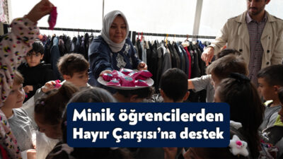 Başiskele’de Aydınkent İlkokulu 2-C sınıfı öğrencileri, kendi aralarında topladıkları ürünleri